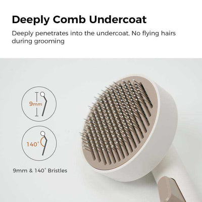 Daily Pet Brush with 9mm and 140-degree bristles for effective grooming and easy cleaning.