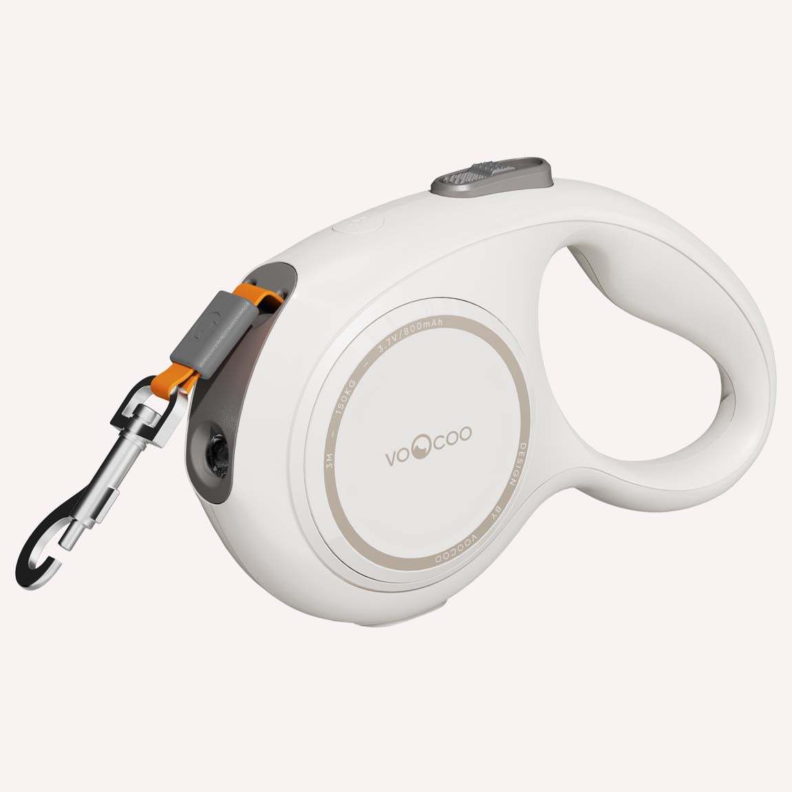 GO! PRO Retractable Leash with ergonomic handle and reflective stitching, shown in beige.