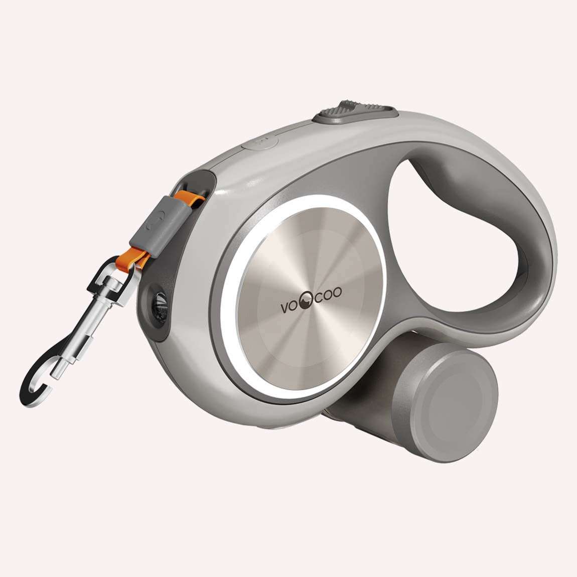 ultra retractable leash with flashlight and ergonomic handle